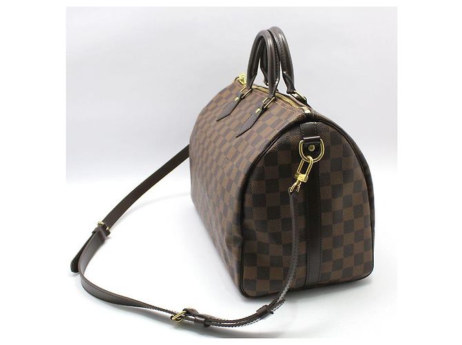 Louis Vuitton Borsa a Spalla Bandoulière Speedy in Damier Ebene Marrone - vista 3