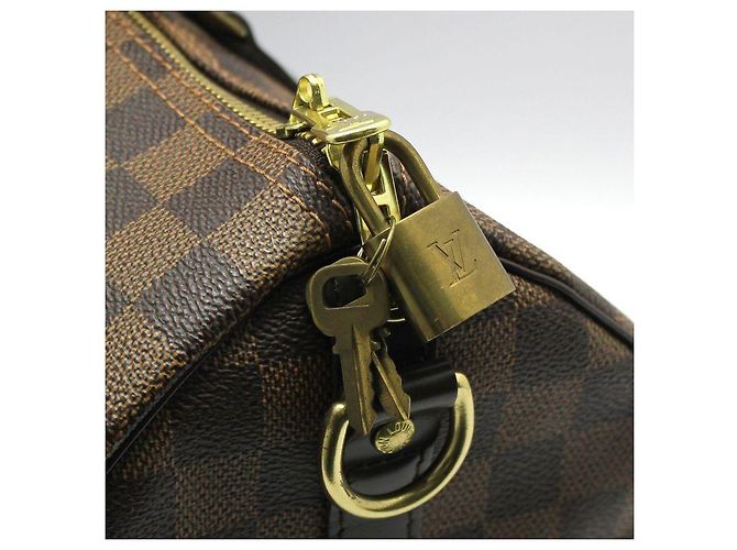 Louis Vuitton Borsa a Spalla Bandoulière Speedy in Damier Ebene Marrone - vista 7