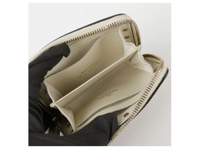 Valentino Ivory Leather Rockstud Card Wallet - view 10
