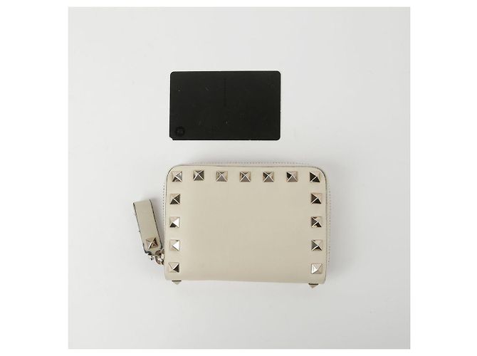 Valentino Ivory Leather Rockstud Card Wallet - view 11