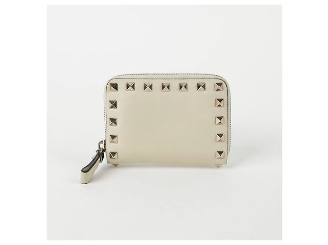 Valentino Ivory Leather Rockstud Card Wallet - view 2