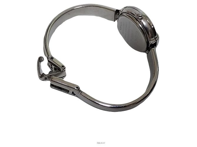 Gucci Relógio feminino com mostrador preto e detalhe Horsebit em aço - vista 5