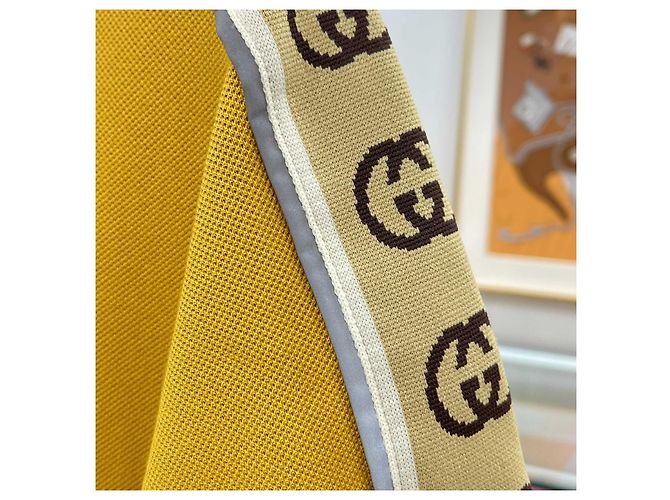 Gucci Polo aus Baumwolle mit GG-Bordüren-Details Golden - Ansicht 8