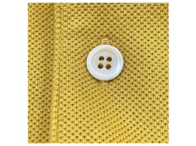 Gucci Polo aus Baumwolle mit GG-Bordüren-Details Golden - Ansicht 9