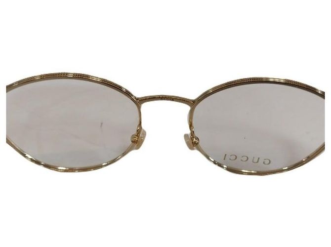 Gucci Piccoli occhiali rotondi con montatura metallica oro e beige Marrone - vista 4