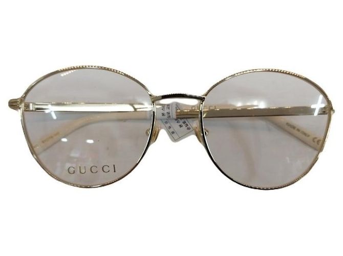 Gucci Piccoli occhiali rotondi con montatura metallica oro e beige Marrone - vista 6
