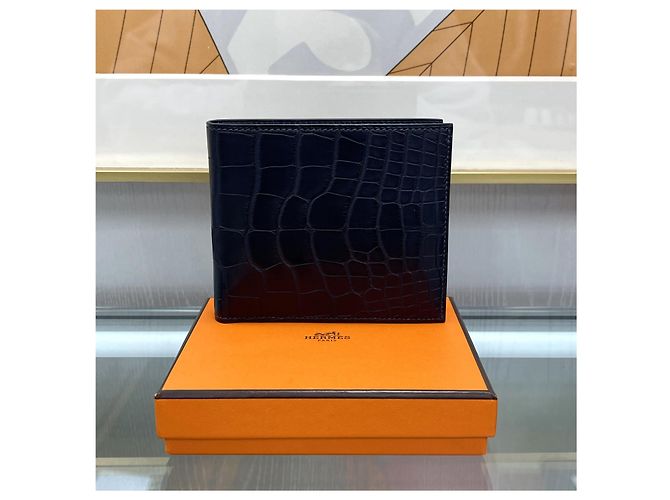 Hermès Crocodile Wani Wallet Navy Multiple colors - view 6