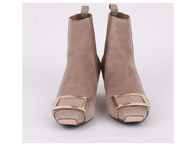 Roger Vivier Botines de ante con baño de oro para mujer Castaño - vista 3