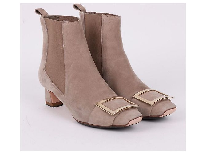 Roger Vivier Botines de ante con baño de oro para mujer Castaño - vista 4