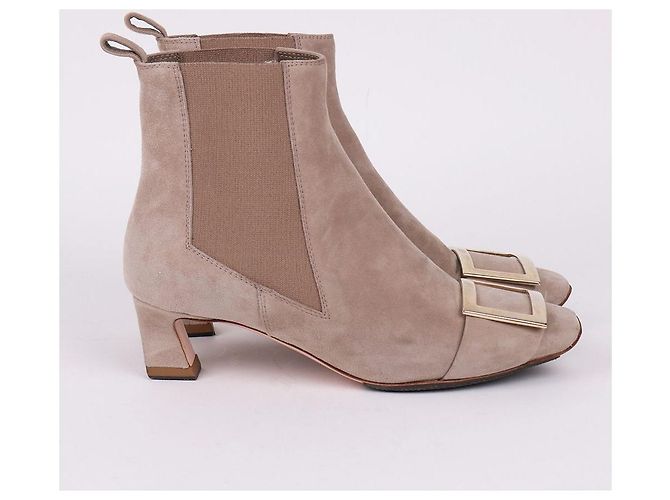 Roger Vivier Botines de ante con baño de oro para mujer Castaño - vista 5