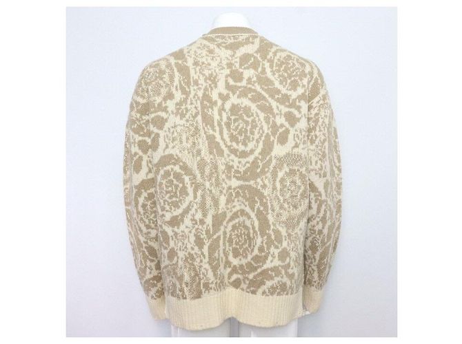 Versace Oversized Strickpullover T-Shirt aus Barocco-Jacquard-Wolle für Herren Mehrfarben - Ansicht 4
