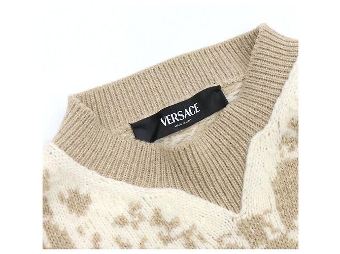 Versace Oversized Strickpullover T-Shirt aus Barocco-Jacquard-Wolle für Herren Mehrfarben - Ansicht 5