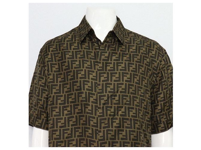 Fendi Linen FF Logo Men's Short Sleeve Shirt - view 2