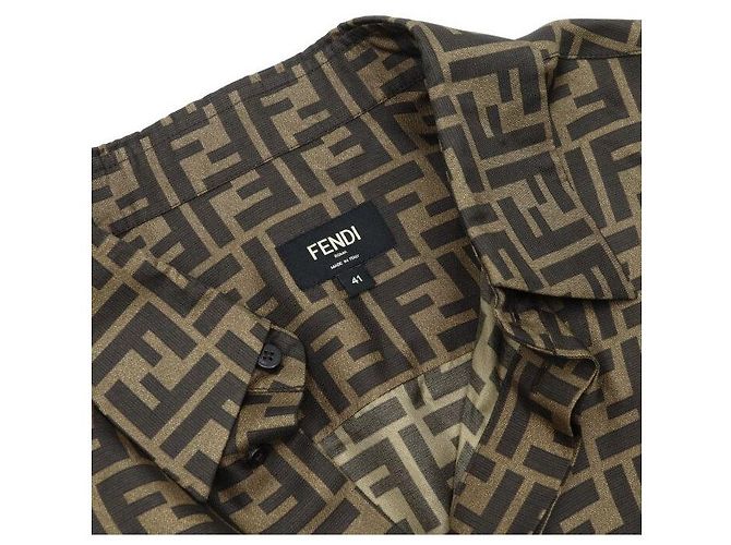 Fendi Linen FF Logo Men's Short Sleeve Shirt - view 5