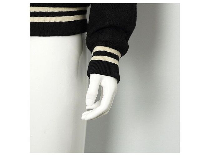 Saint Laurent Giacca Bomber in lana bianca e nera Teddy da uomo - vista 3