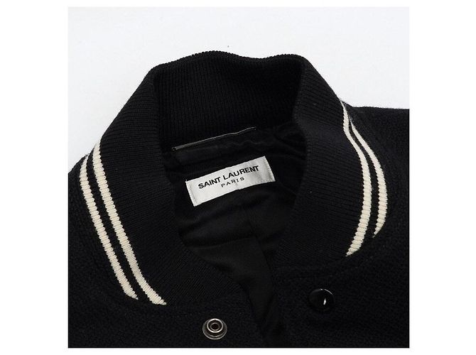 Saint Laurent Giacca Bomber in lana bianca e nera Teddy da uomo - vista 5