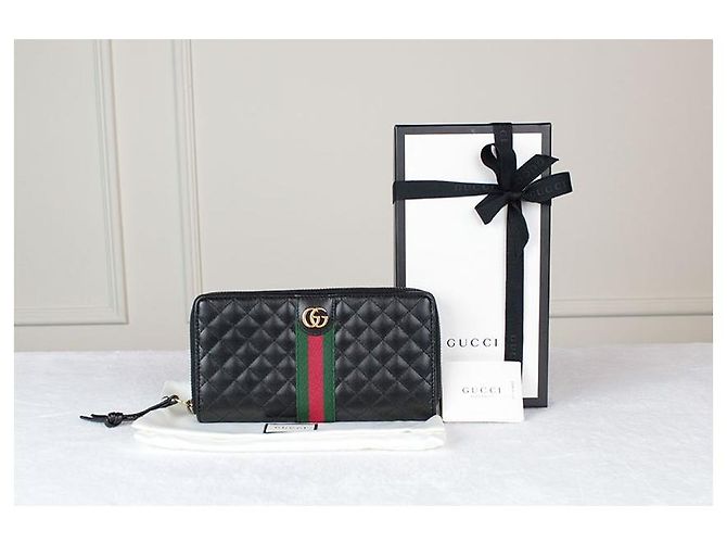 Gucci Portafoglio lungo con zip e trapuntatura Double Web Argento - vista 10
