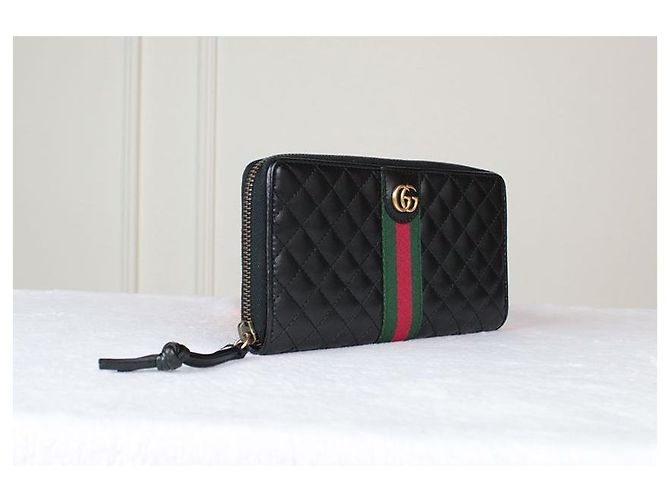 Gucci Portafoglio lungo con zip e trapuntatura Double Web Argento - vista 12