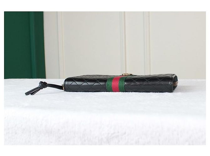 Gucci Portafoglio lungo con zip e trapuntatura Double Web Argento - vista 15