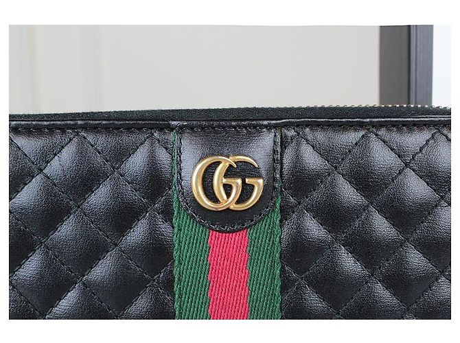 Gucci Portafoglio lungo con zip e trapuntatura Double Web Argento - vista 16