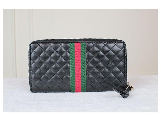 Gucci Portafoglio lungo con zip e trapuntatura Double Web Argento - vista 18