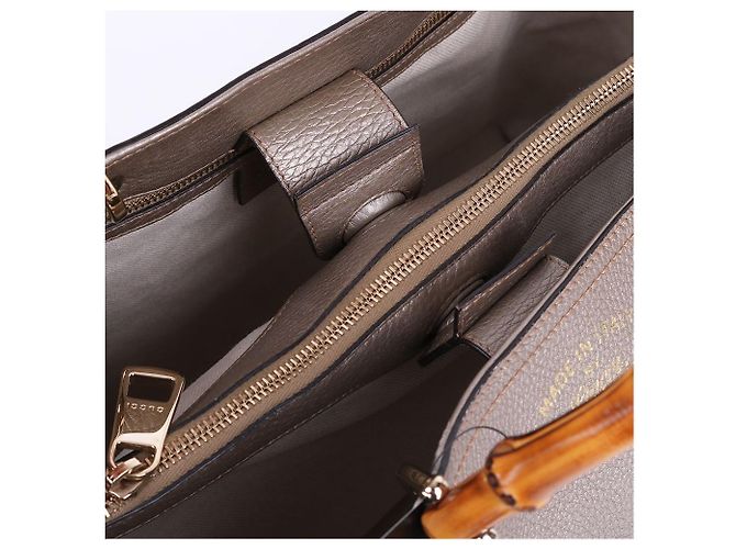 Bamboo Gucci Borsa Tote e Borsa a Spalla con Manico in Bambù Grigio Marrone - vista 11