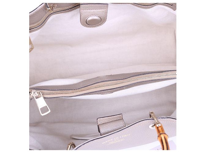 Bamboo Gucci Borsa Tote e Borsa a Spalla con Manico in Bambù Grigio Marrone - vista 12