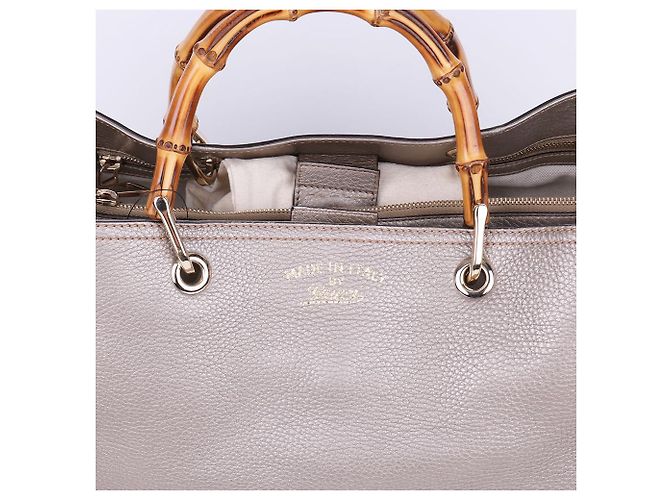 Bamboo Gucci Borsa Tote e Borsa a Spalla con Manico in Bambù Grigio Marrone - vista 2