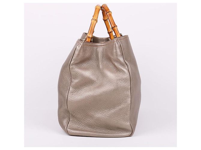 Bamboo Gucci Borsa Tote e Borsa a Spalla con Manico in Bambù Grigio Marrone - vista 4