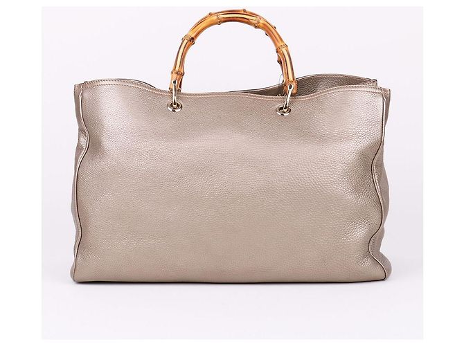 Bamboo Gucci Borsa Tote e Borsa a Spalla con Manico in Bambù Grigio Marrone - vista 5