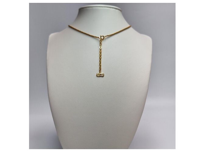 Dior CD Logo Halskette (Premium, Sharp Necklace) Golden - Ansicht 5
