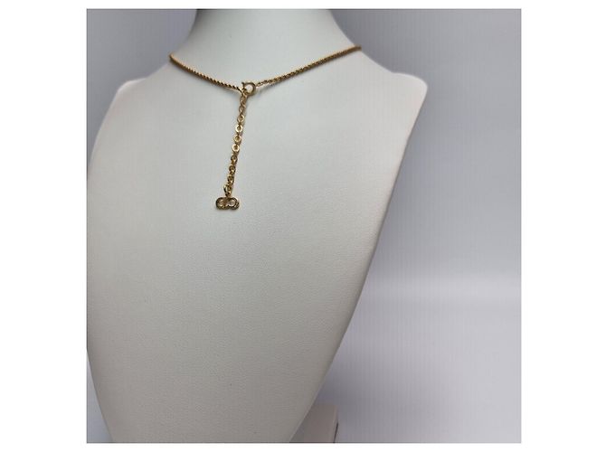 Dior CD Logo Halskette (Premium, Sharp Necklace) Golden - Ansicht 6