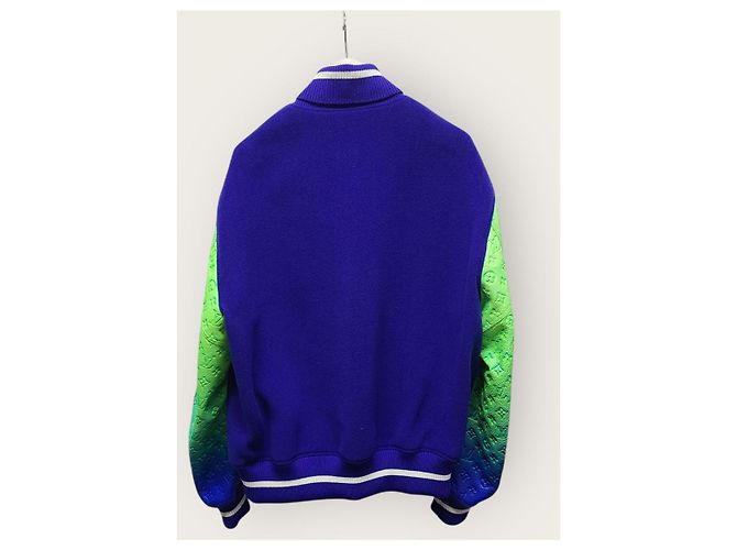 Louis Vuitton Mix Gradient Leather Varsity Jacket Blue - view 4