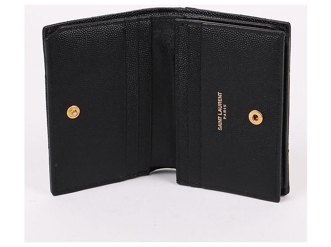 Saint Laurent Portafoglio nero placcato oro YSL - vista 10
