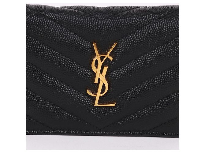 Saint Laurent Portafoglio nero placcato oro YSL - vista 2