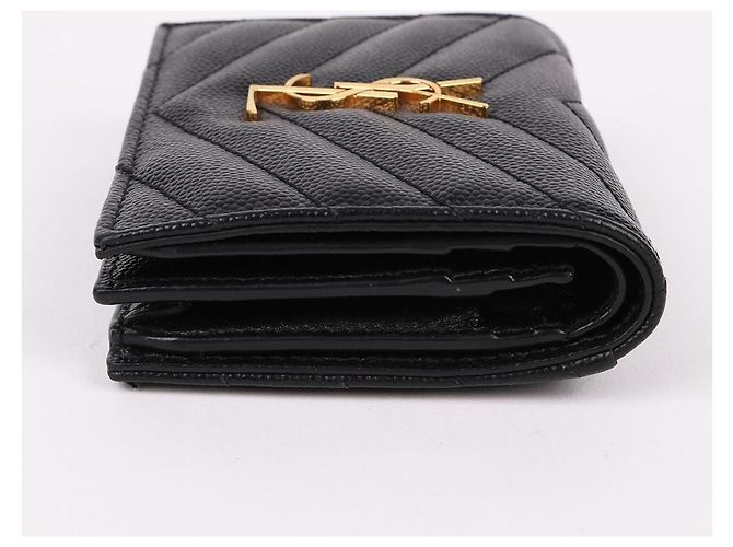 Saint Laurent Portafoglio nero placcato oro YSL - vista 6