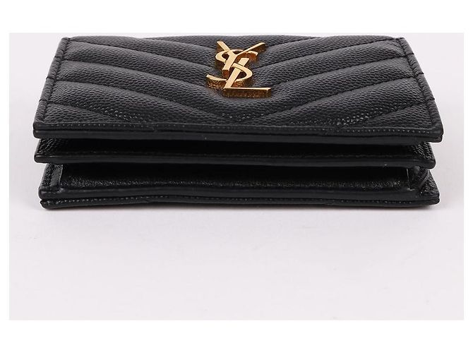 Saint Laurent Portafoglio nero placcato oro YSL - vista 7