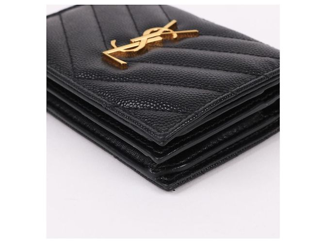 Saint Laurent Portafoglio nero placcato oro YSL - vista 9