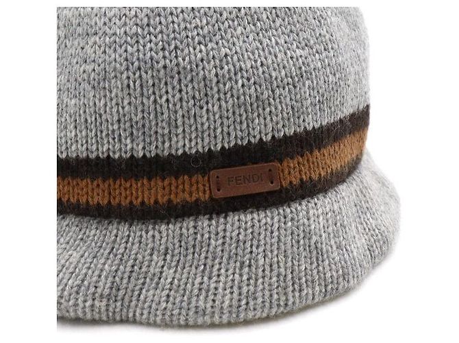 Fendi Graue Strickmütze aus Wollmischung für Kinder - Ansicht 5