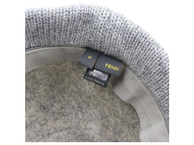 Fendi Graue Strickmütze aus Wollmischung für Kinder - Ansicht 6