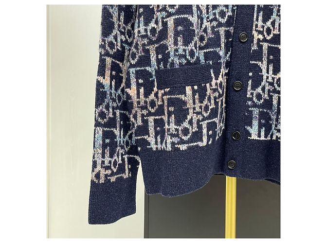 Dior Oblique Wollstrickjacke Blau Schwarz - Ansicht 4