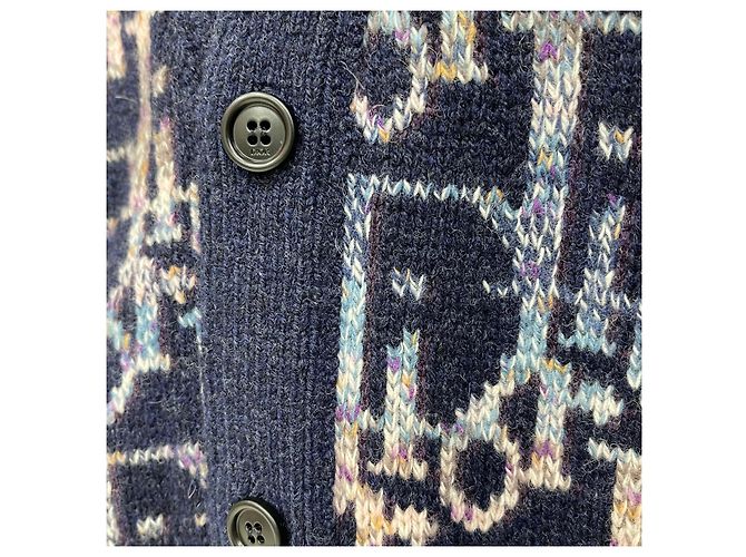 Dior Oblique Wollstrickjacke Blau Schwarz - Ansicht 5
