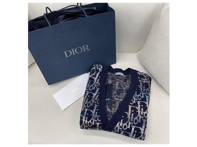 Dior Oblique Wollstrickjacke Blau Schwarz - Ansicht 8