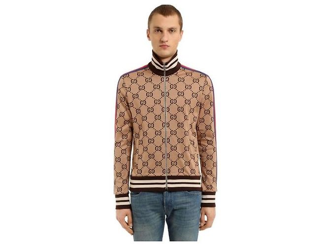 Gucci Zip-Up GG Jacquard XL Beige Marrone - vista 5