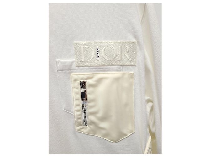 Dior Sacai Besticktes Logo Weiß Langarmshirt - Ansicht 3