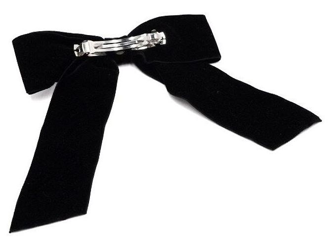 Chanel Schwarze Samthaarspange mit goldfarbenem CC-Logo Season - Ansicht 4