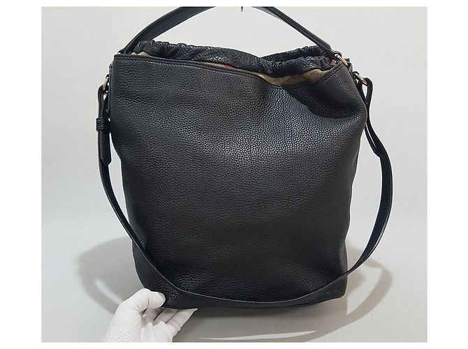 Burberry Borsa Hobo in pelle nera Nero - vista 5