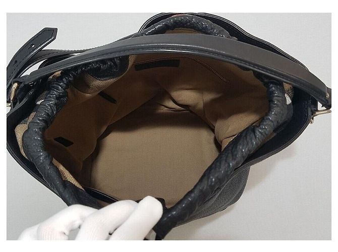 Burberry Borsa Hobo in pelle nera Nero - vista 8