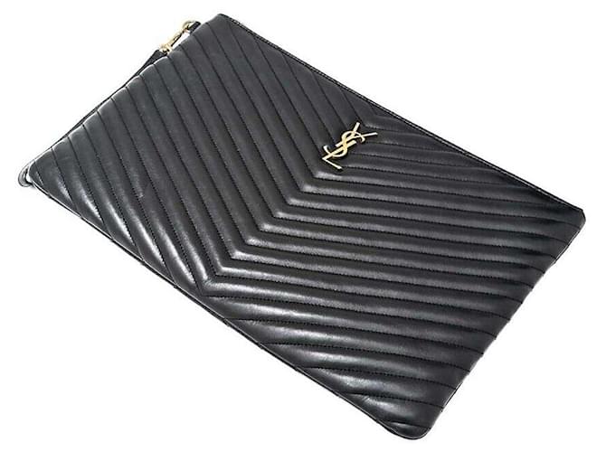 Saint Laurent Clutch Monogram Large Nero - vista 2