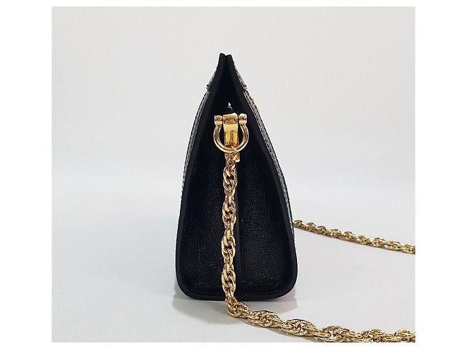 Gucci Borsa a tracolla Ophidia in scamosciato con catena Nero - vista 4